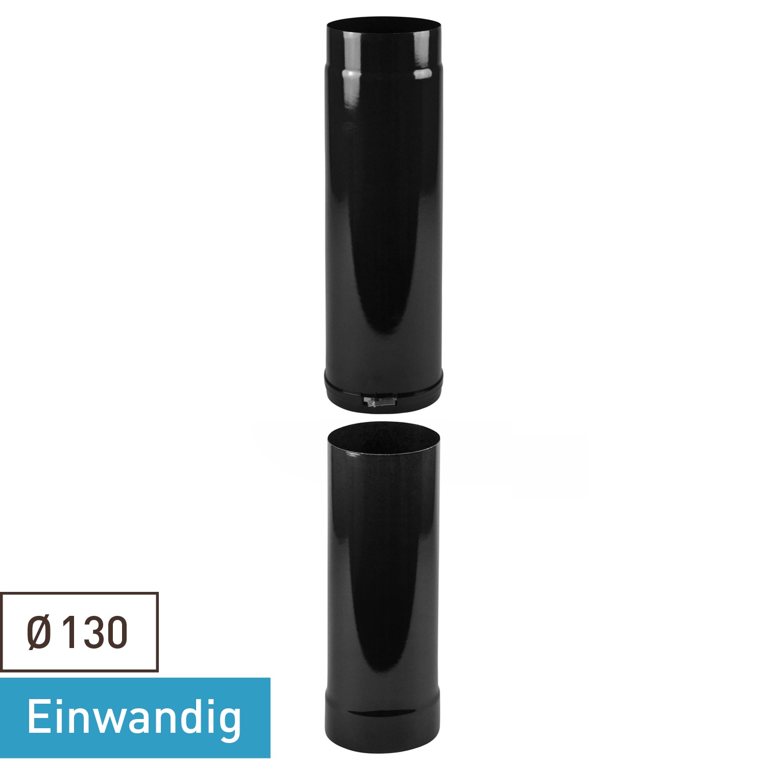 Tube de raccordement / Tuyau de poêle émaillé 130 mm - Tube télescopique noir