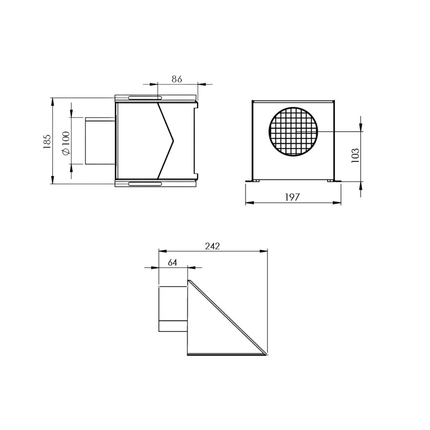 Schmitzker raccordement d'air extérieur pour Cuby Steel, Cuby Grid et Cuby Stripe