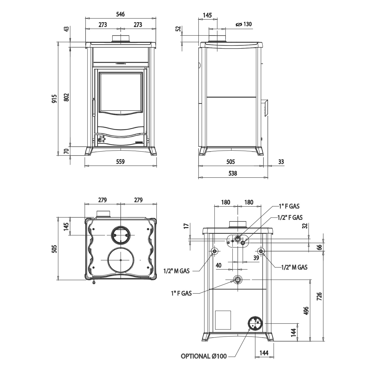 La Nordica Termorossella Plus EVO DSA 16 poêle à bois bouilleur pierre ollaire