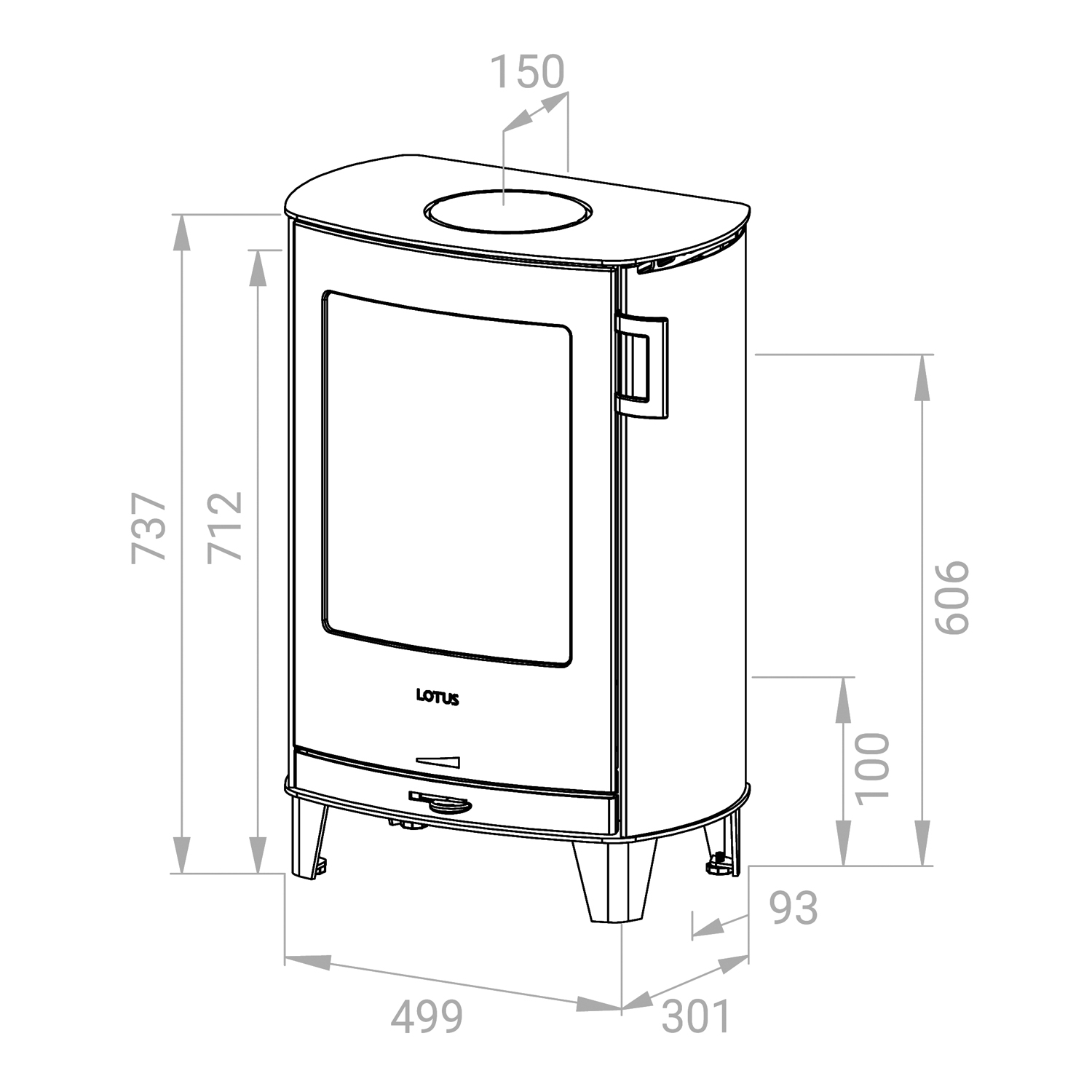 Lotus Jubilee Base poêle à bois acier noir
