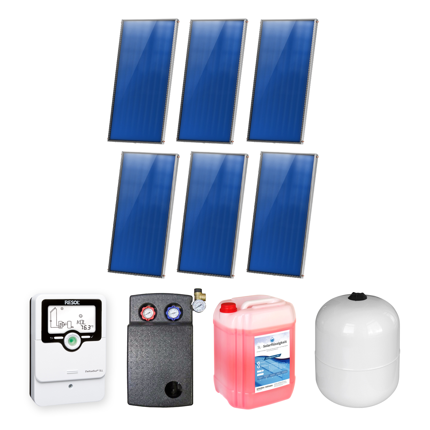 12,06 m² Ensemble de capteurs solaires plats Sunex 5 6x AMP 2.0