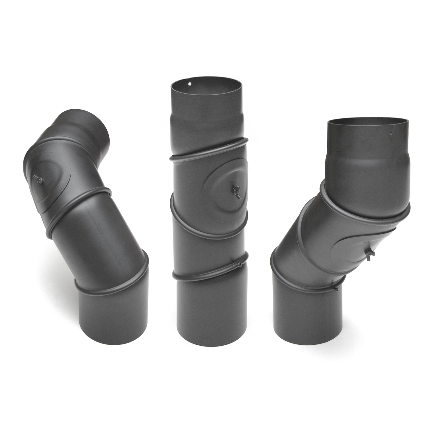Raik Basic coude multiple 120mm gris fonte avec porte – 4 pièces pour tuyau de fumée / conduit de fumée