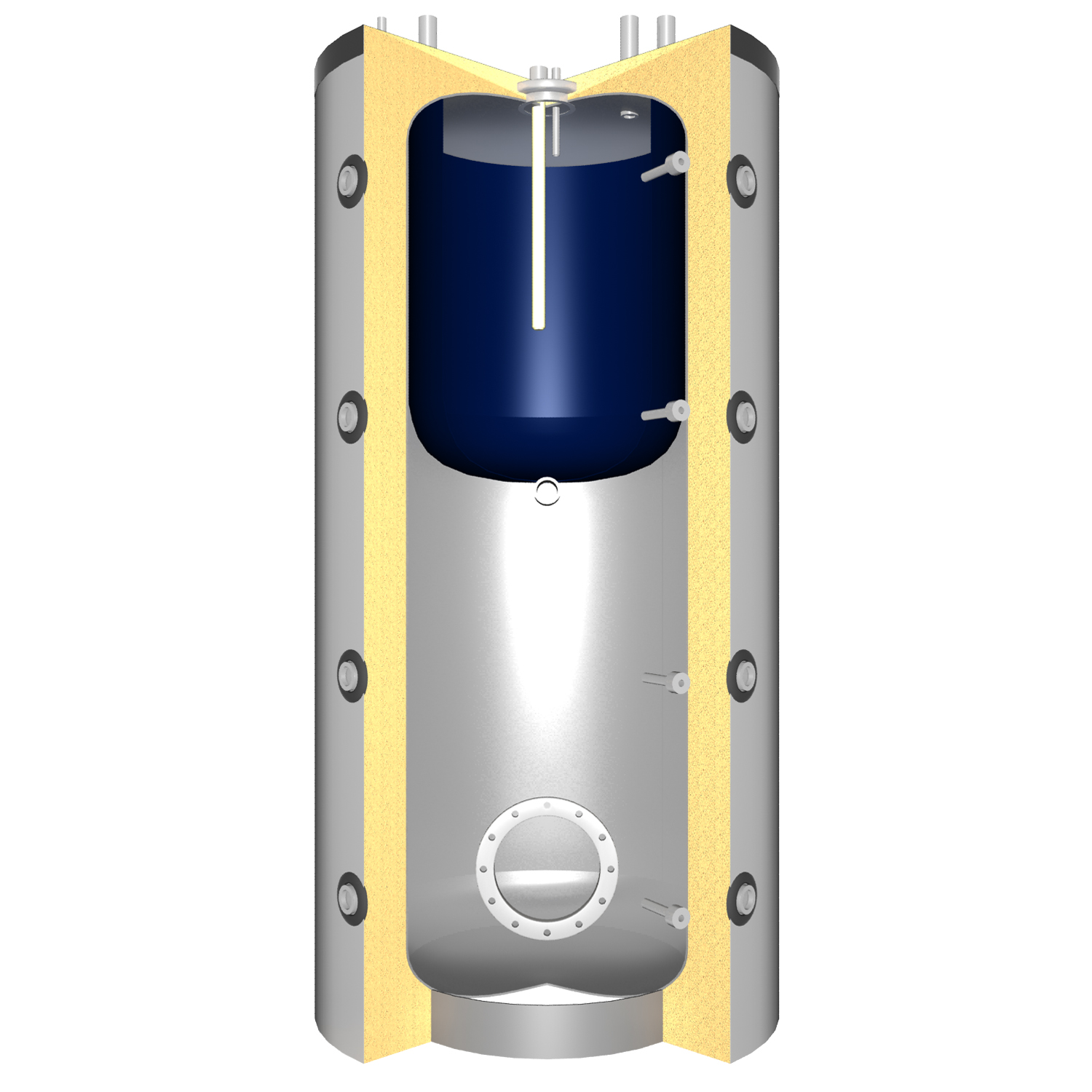 Schmitzker No4 10kW insert de cheminée à eau avec cadre en acier - Ensemble complet avec réservoir tampon THKE/F 600L + 1 SWT