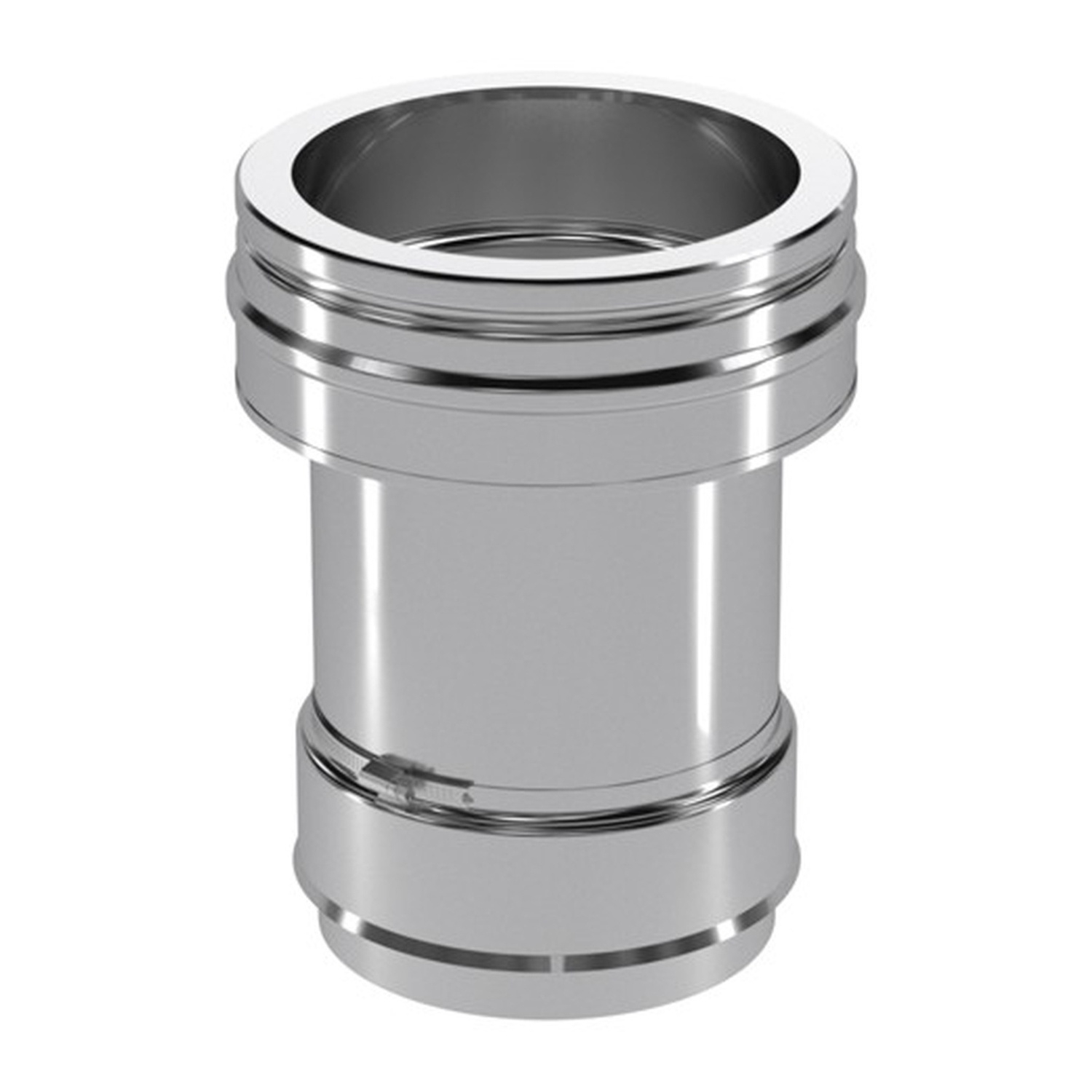 Schiedel raccord Ø130 simple paroi, raccourcissable pour ICS Ø150 mm double paroi brillant