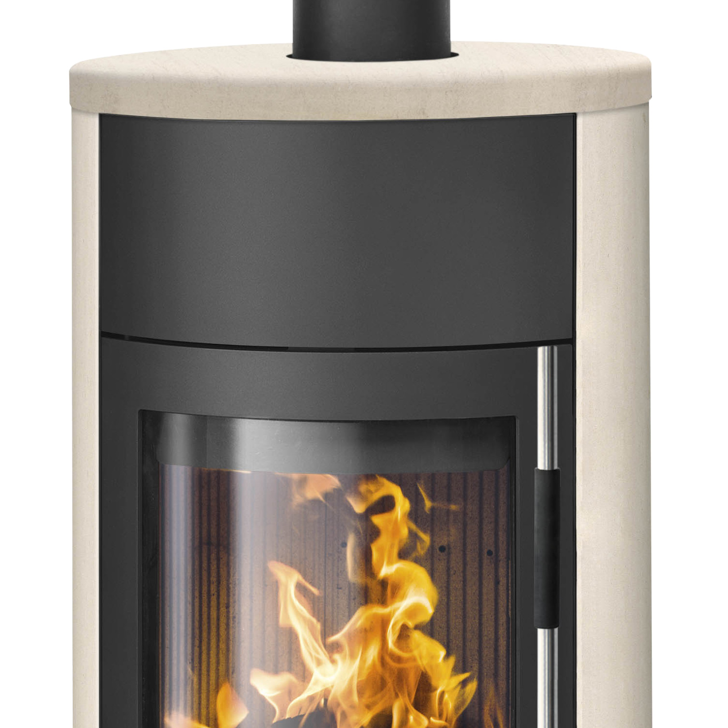 Oranier Polar Neo Vantage W+ Poêle à bois Acier Noir / Pierre calcaire Crème