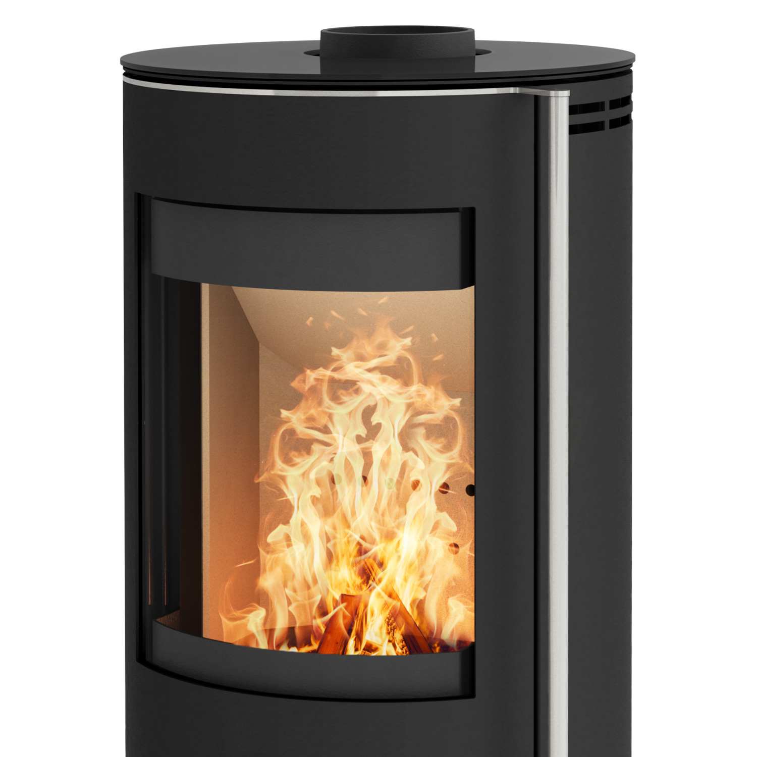 Fireplace Elite Toronto Poêle à bois en acier noir avec plaque de recouvrement en verre