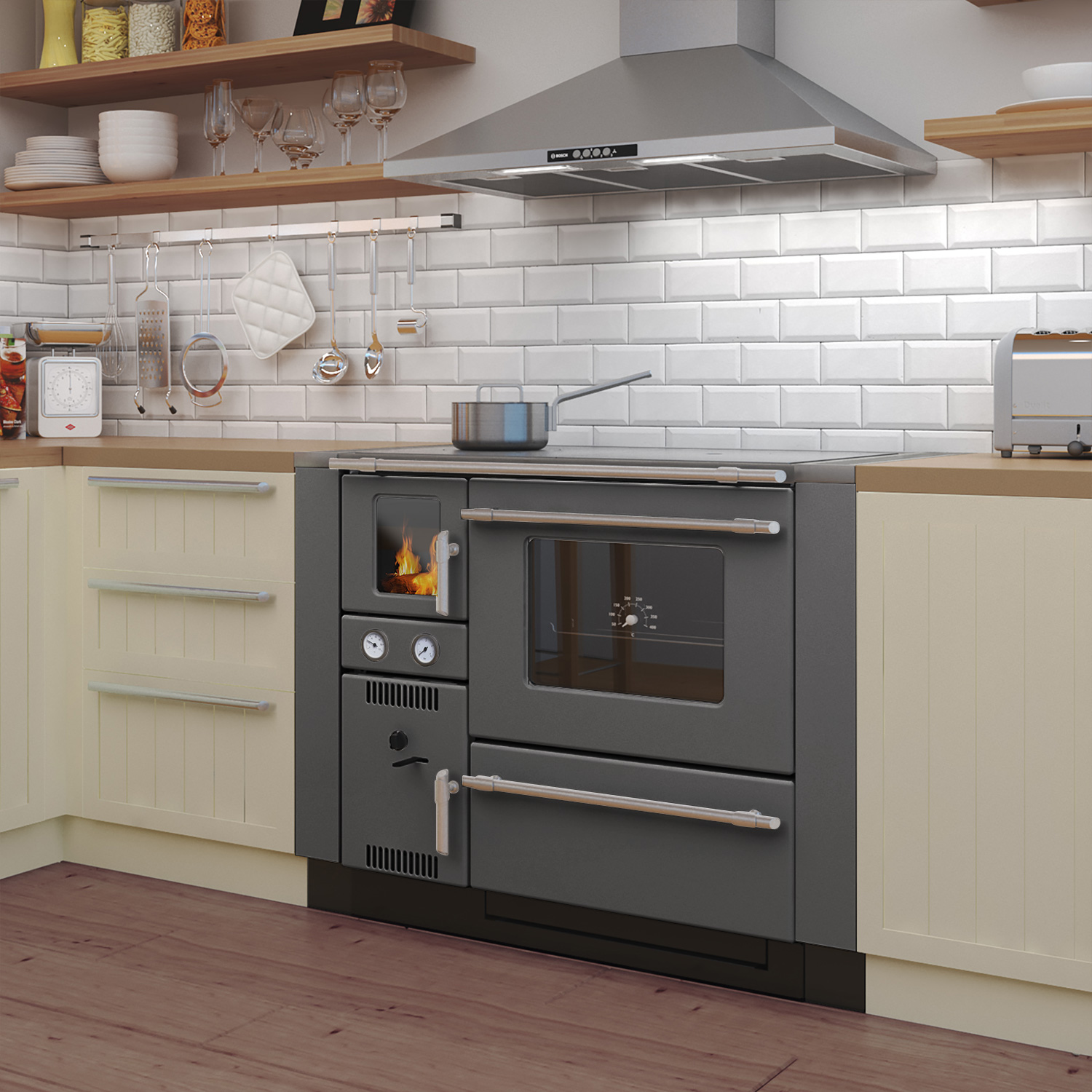 Wamsler K 148 poêle de cuisine à eau Anthracite/Mat, conduit de fumée à droite Wamsler K 148 poêle de cuisine à eau Anthracite/Mat, conduit de fumée à droite