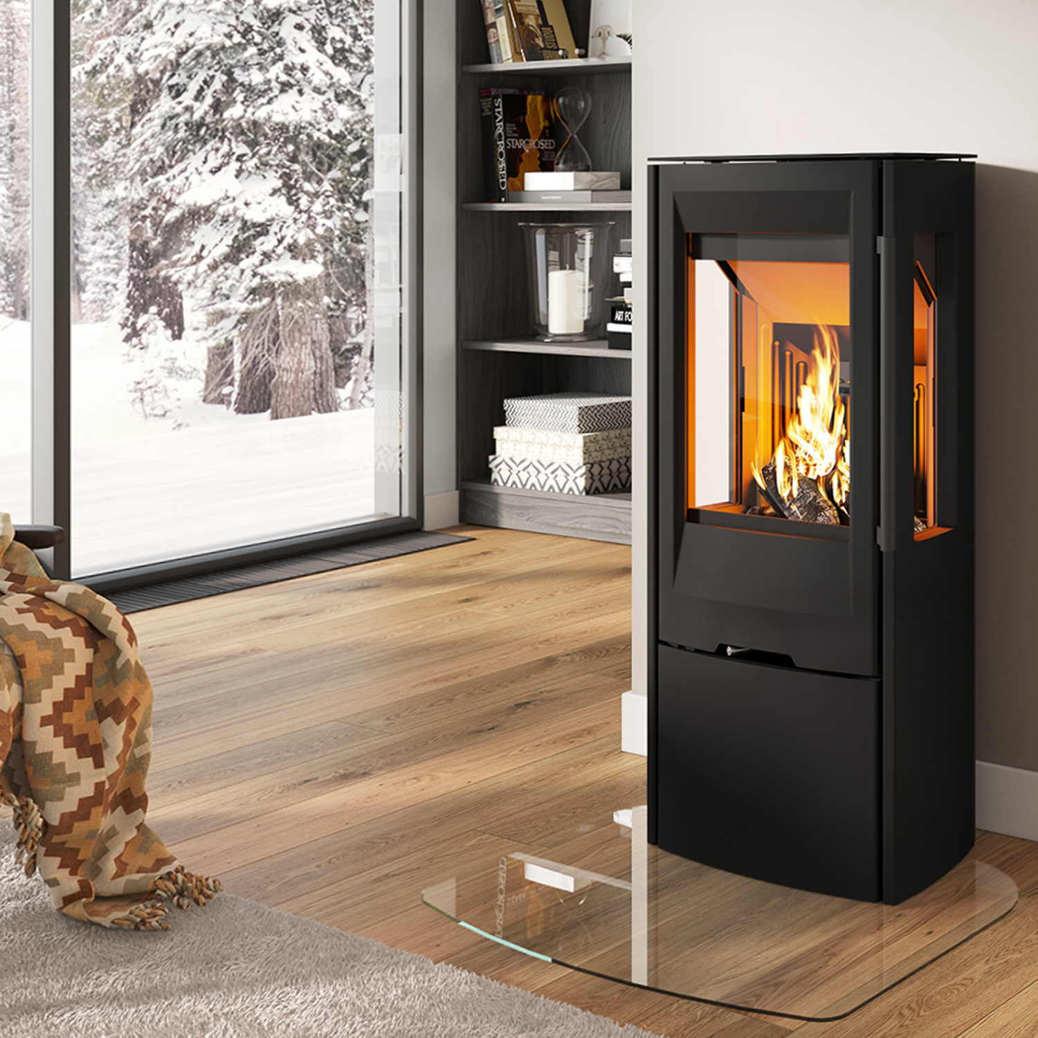 TermaTech TT30G Poêle à bois classique en acier noir