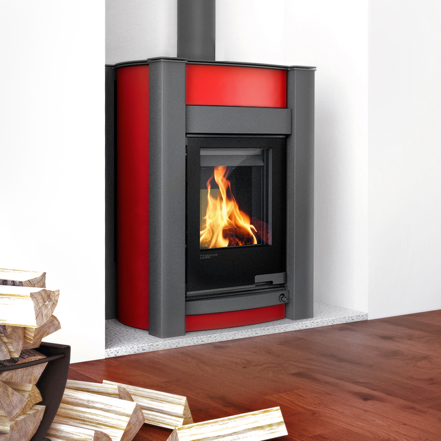 Poêle à bois Aquaflam Vario Kalmar Rouge