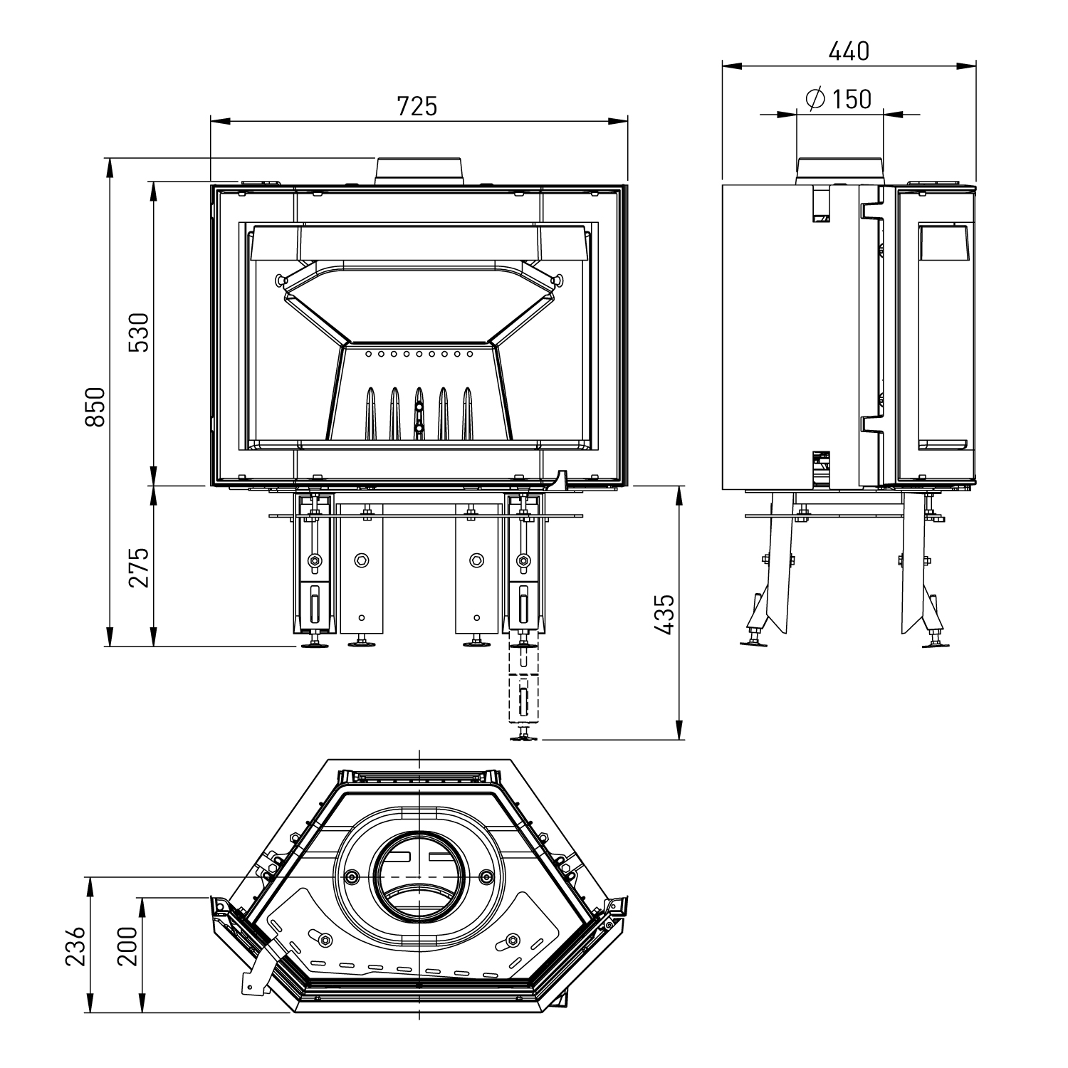 Dovre Phoenix 4 insert de cheminée à bois fonte noir