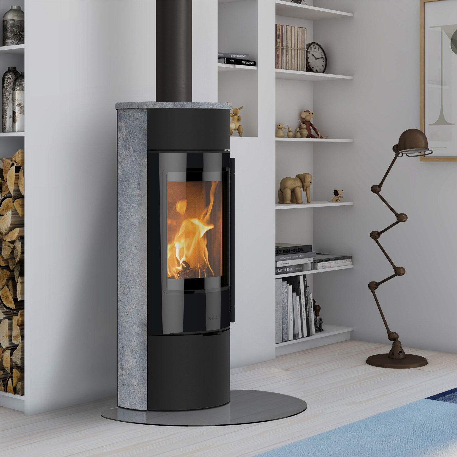 Lotus Prestige Magic 40 poêle à bois noir / pierre ollaire