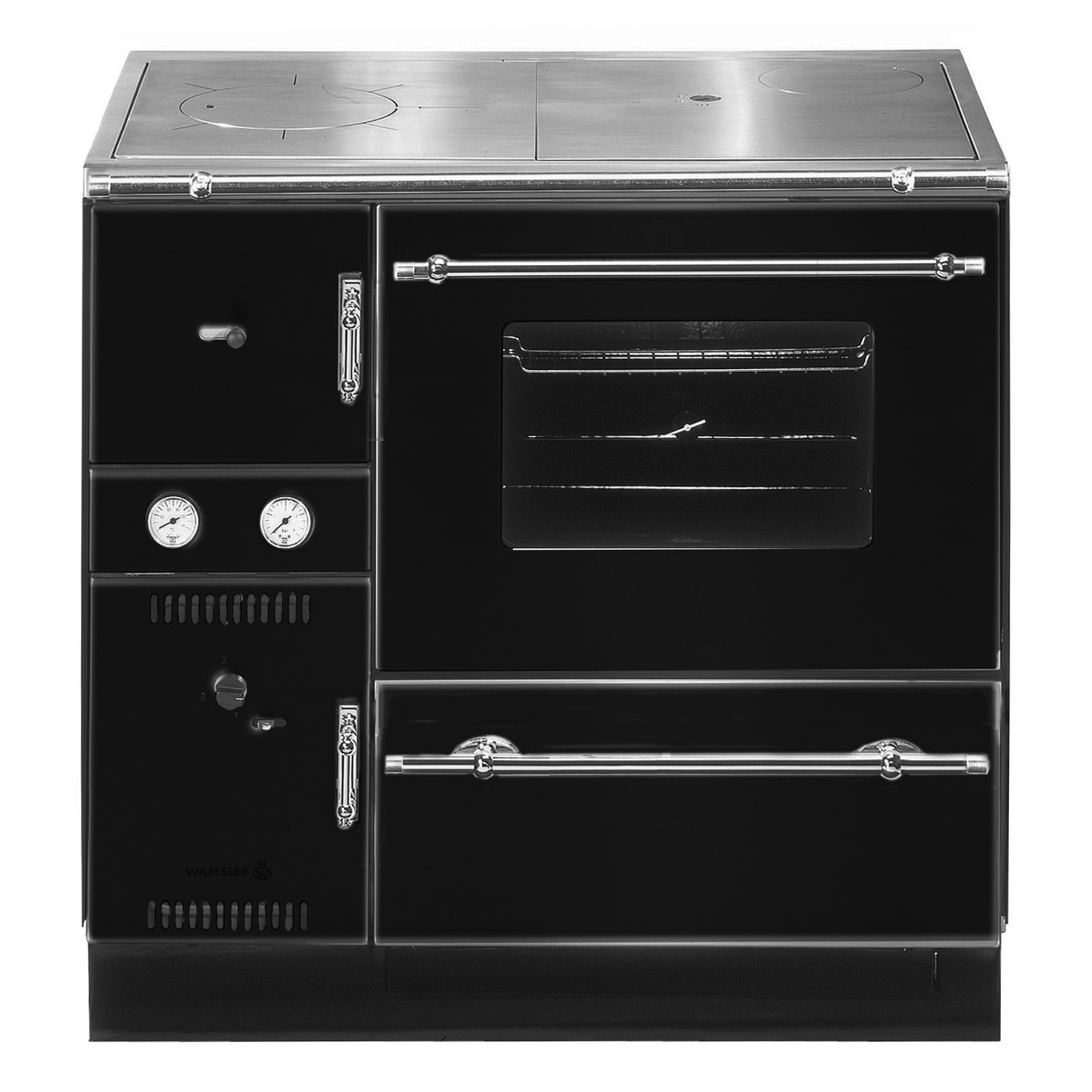 Wamsler K 148 CL poêle de cuisine avec conduit d'eau Noir / Chrome, conduit de fumée à droite