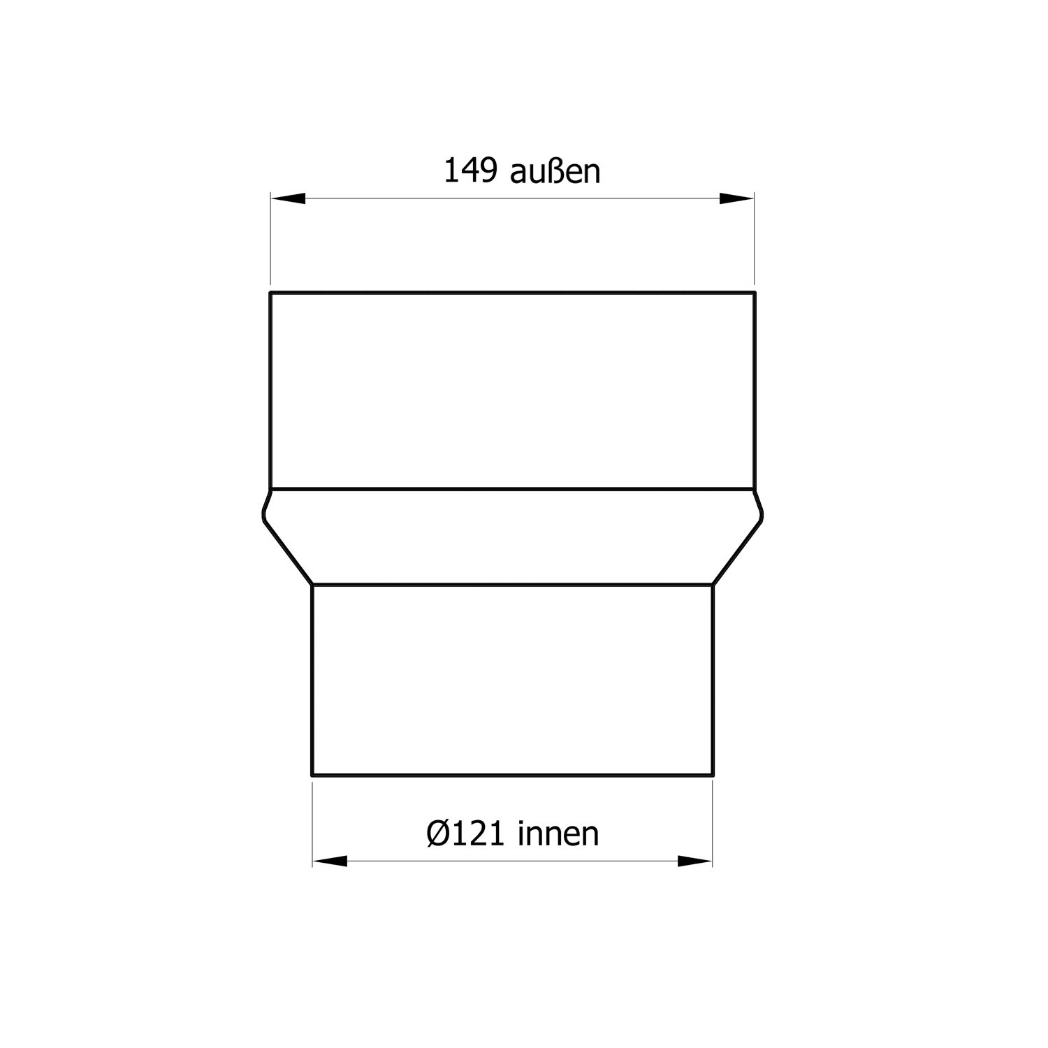 Raik Basic extension 120mm - 150mm noir pour tuyau de fumée / conduit de fumée