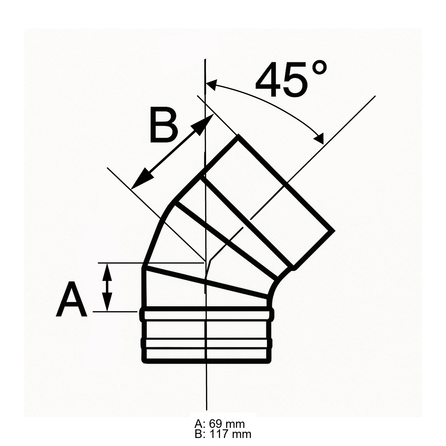 Schiedel PRIMA PLUS coude 45° Ø113 mm simple paroi mat