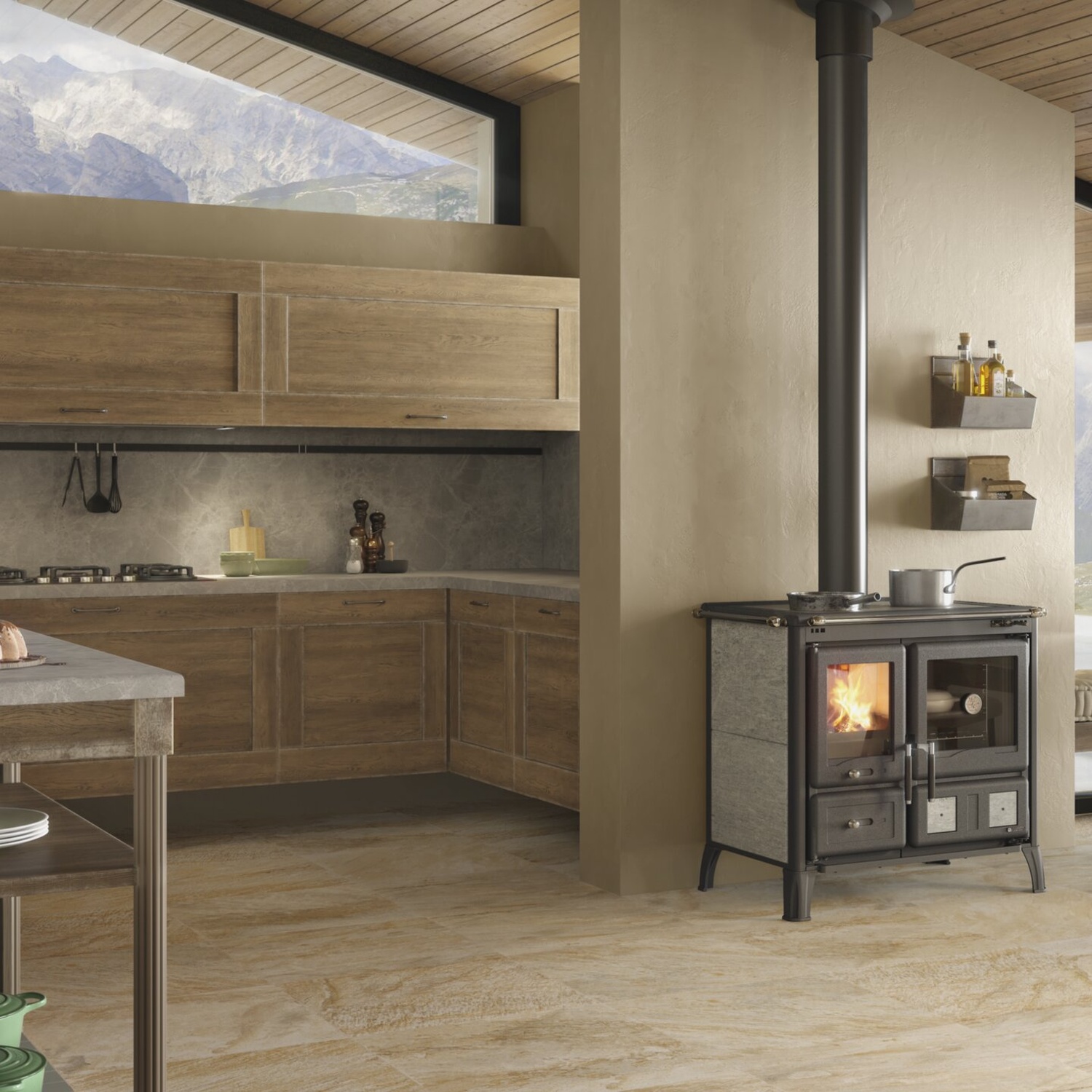 La Nordica GARDENIA.16 PETRA - Cuisinière à bois en pierre naturelle