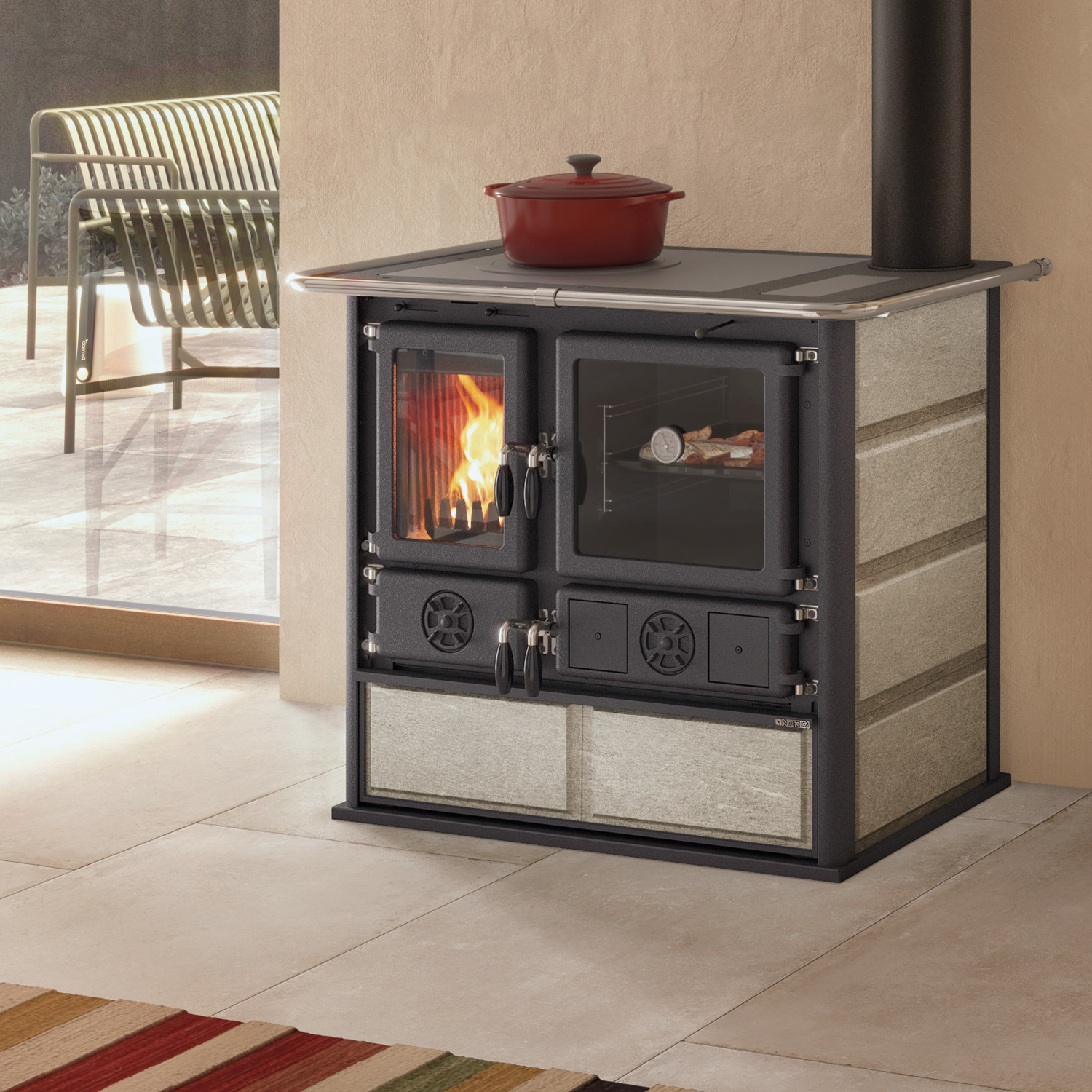 La Nordica Rosa 16 Petra cuisinière à bois pierre naturelle