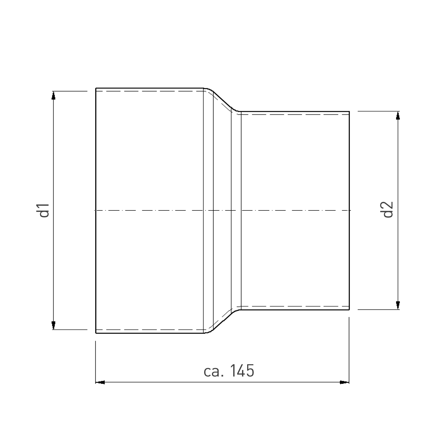 Réduction de tuyau de poêle / conduit de fumée émaillé Raik 150mm - 130mm noir