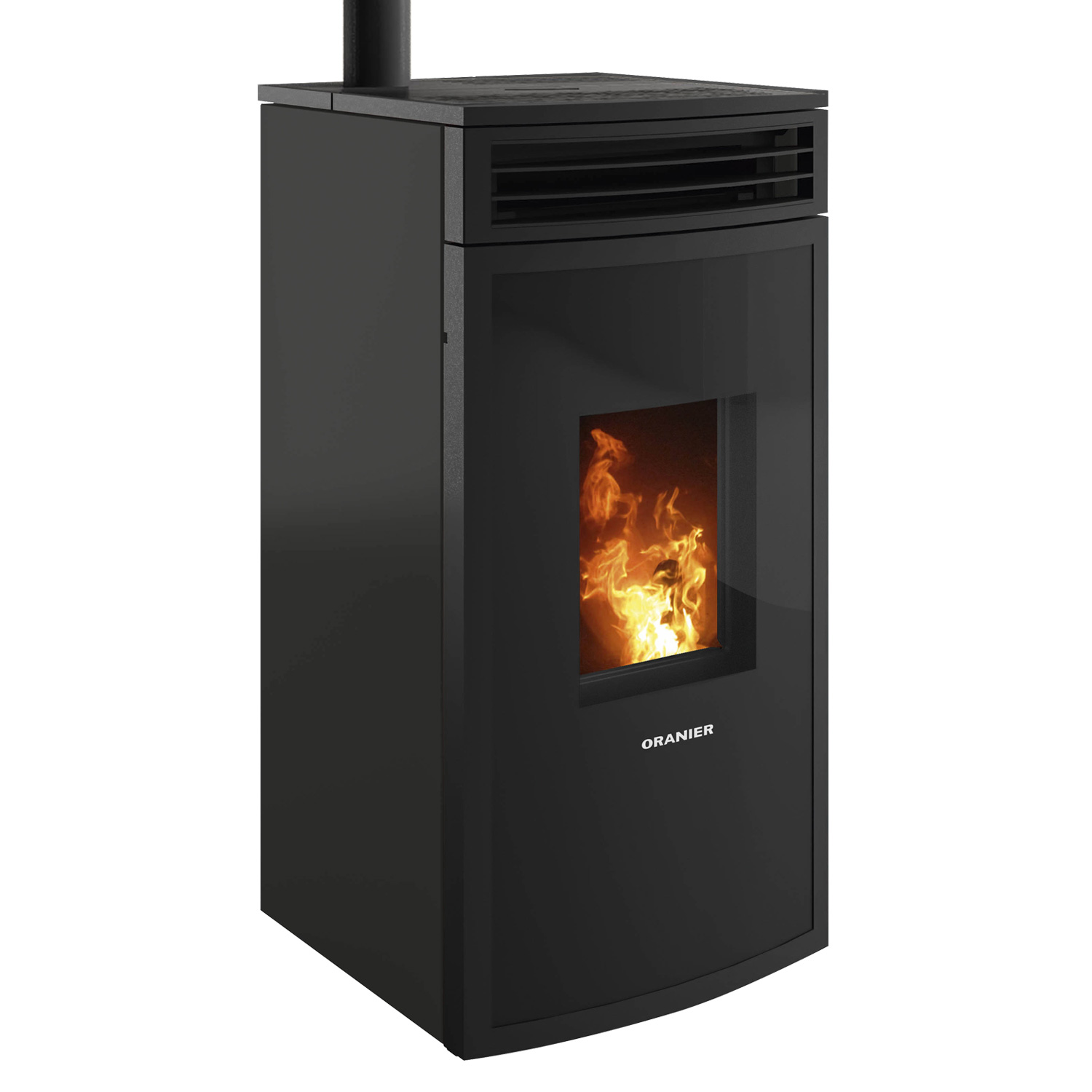 Oranier poêle à bois Neta acier noir raccordement tuyaux en haut