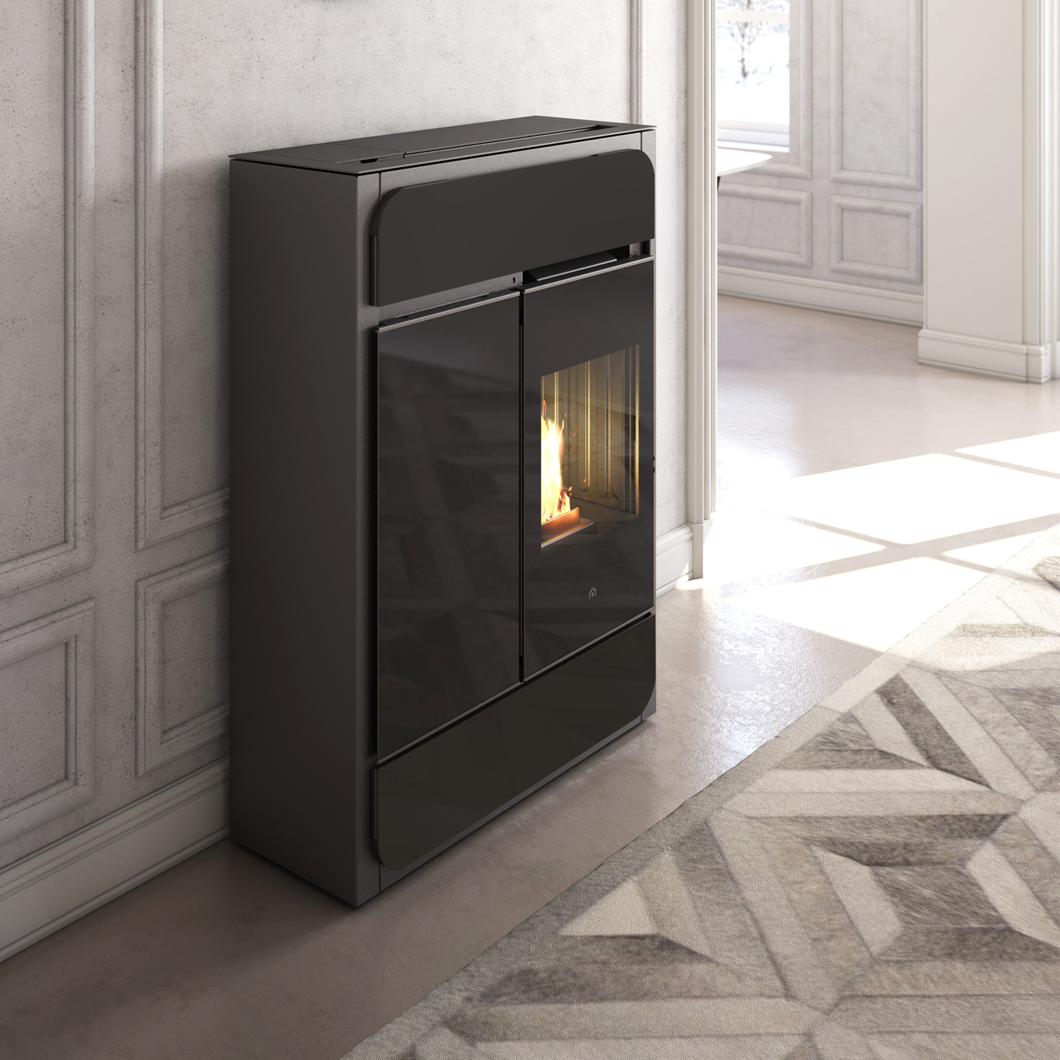 Edilkamin Bild Up poêle à granulés en céramique noire Edilkamin Bild Up poêle à granulés en céramique noire