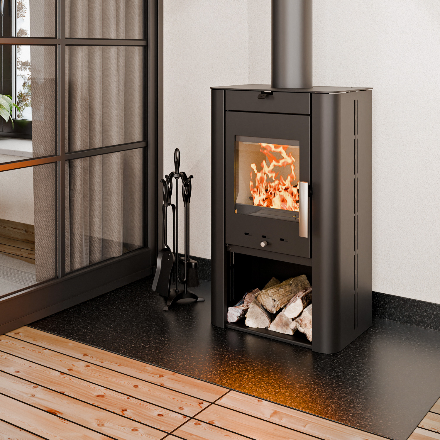 Haas+Sohn Prunus 332.15 Poêle à bois Noir Perle