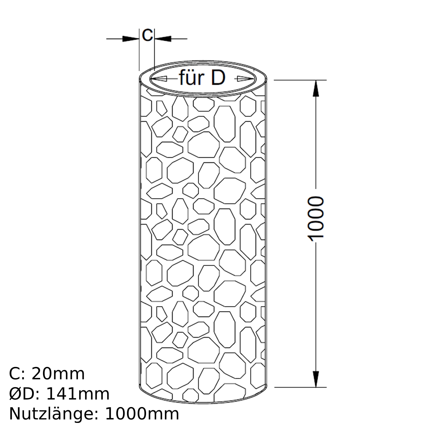 Schiedel tube d’isolation thermique 1000mm Ø130 mm