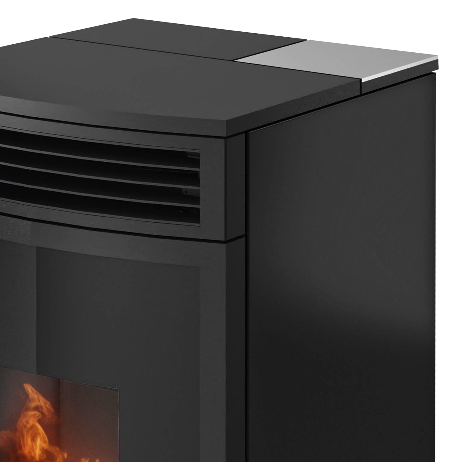 Oranier Neta poêle à granulés en acier noir, évacuation des fumées par le haut