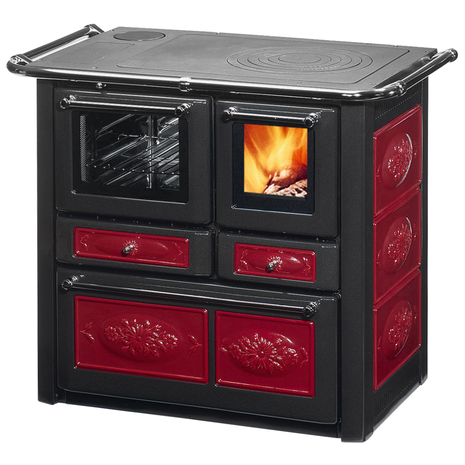 Wamsler K 85 F Poêle de cuisine en céramique rouge, four à gauche