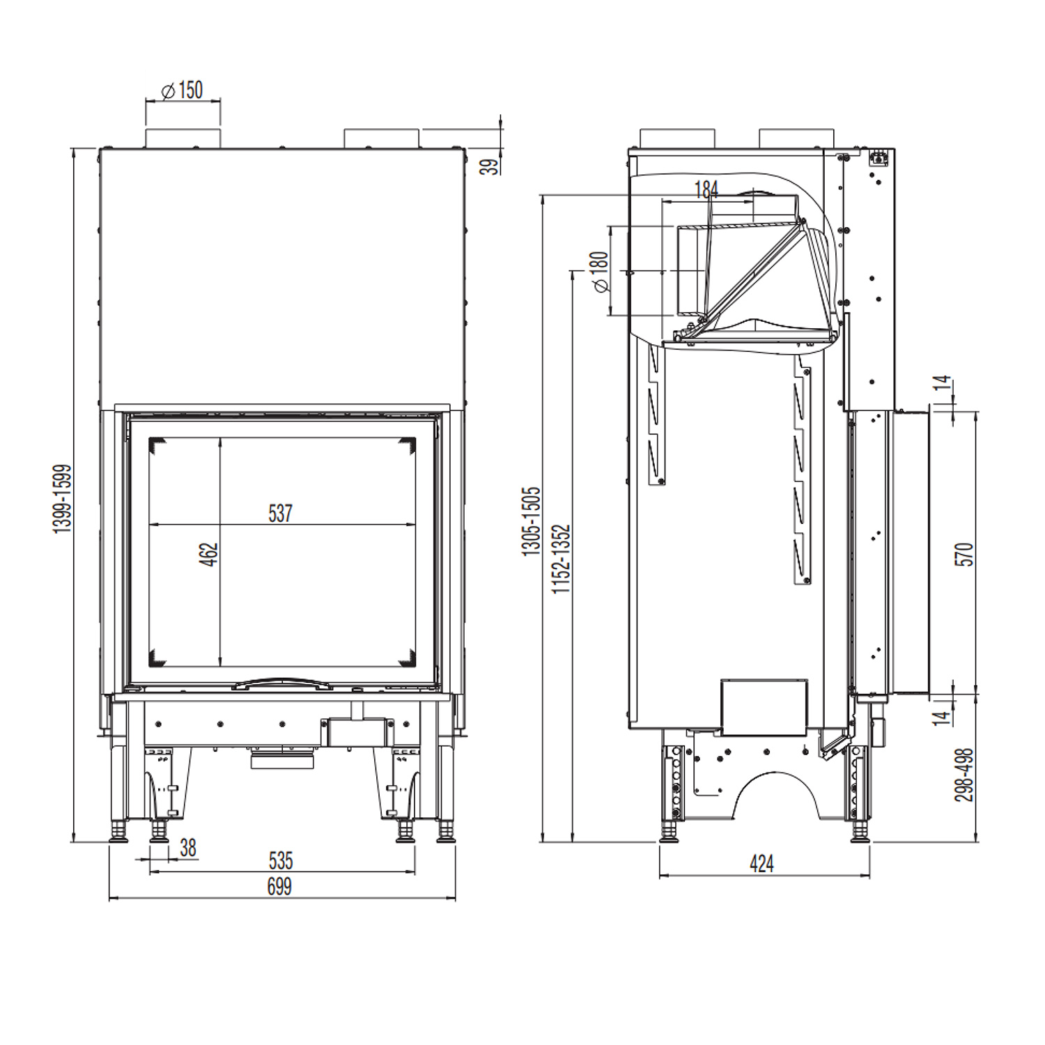 Insert de cheminée Austroflamm 65x57 S 2.0