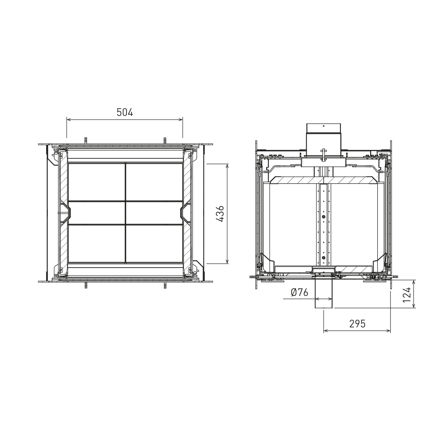 Lotus H570 T Insert de cheminée couleur noir, charnières à gauche Lotus H570 T Insert de cheminée couleur noir, charnières à gauche