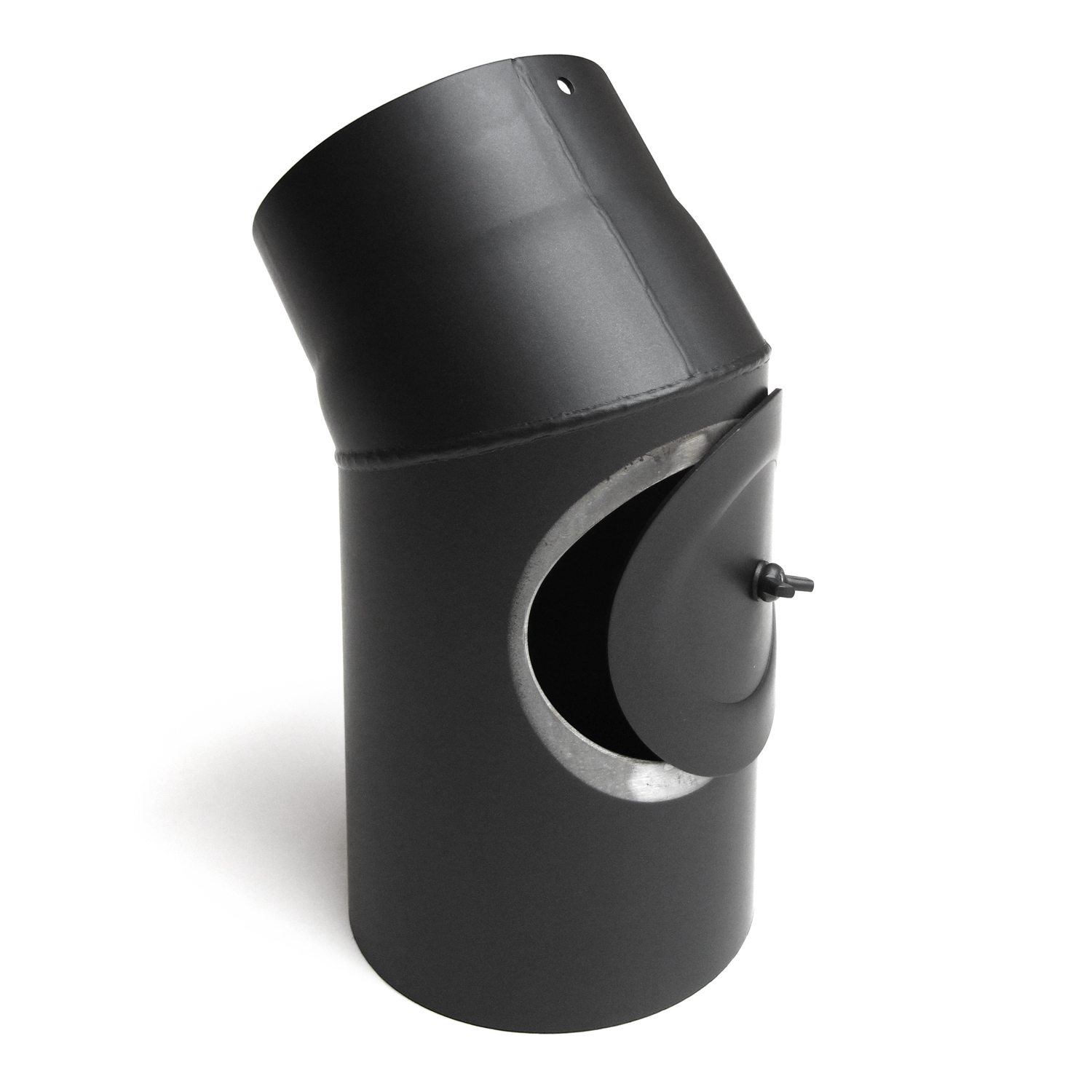 Coude de conduit de fumée Raik / Tuyau de poêle 200mm - 45° avec ouverture de nettoyage noir