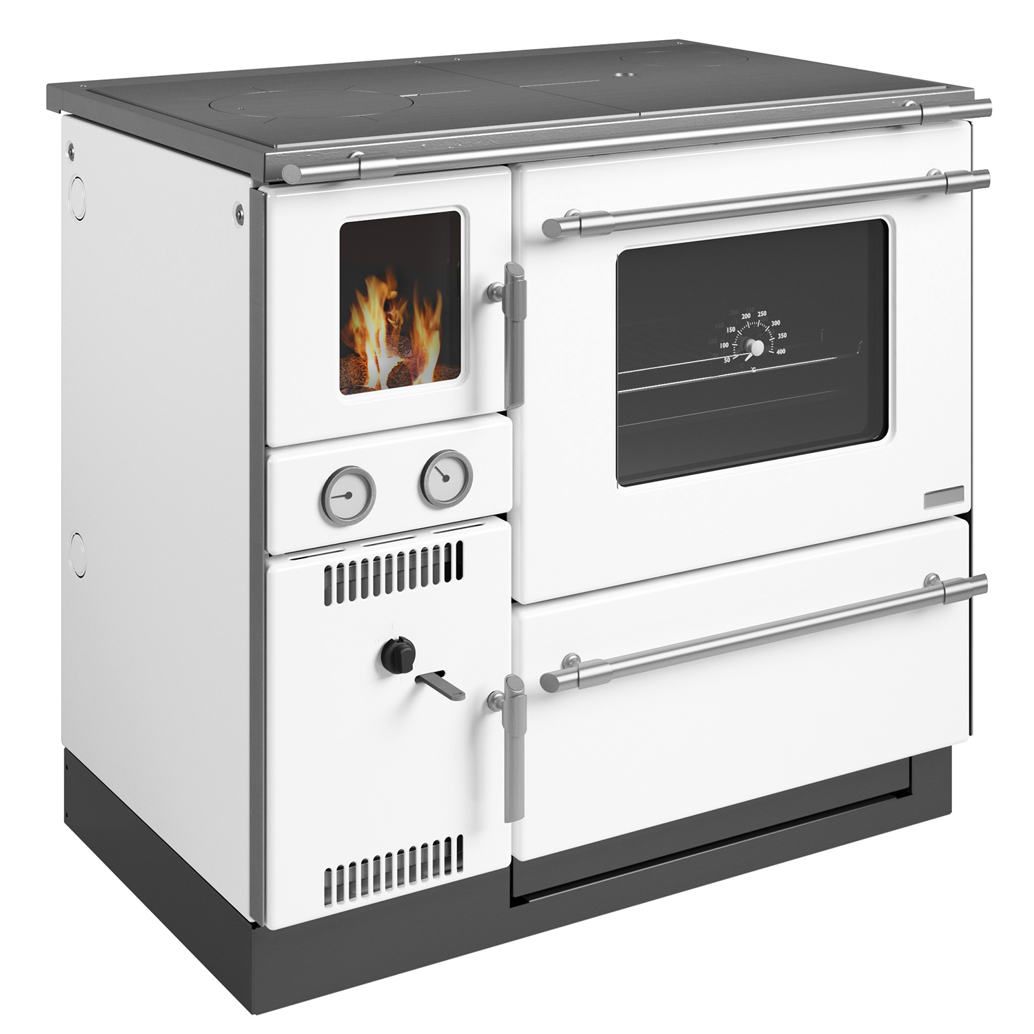 Wamsler K 148 poêle de cuisine avec conduit d'eau Blanc/Mat, conduit de fumée à droite