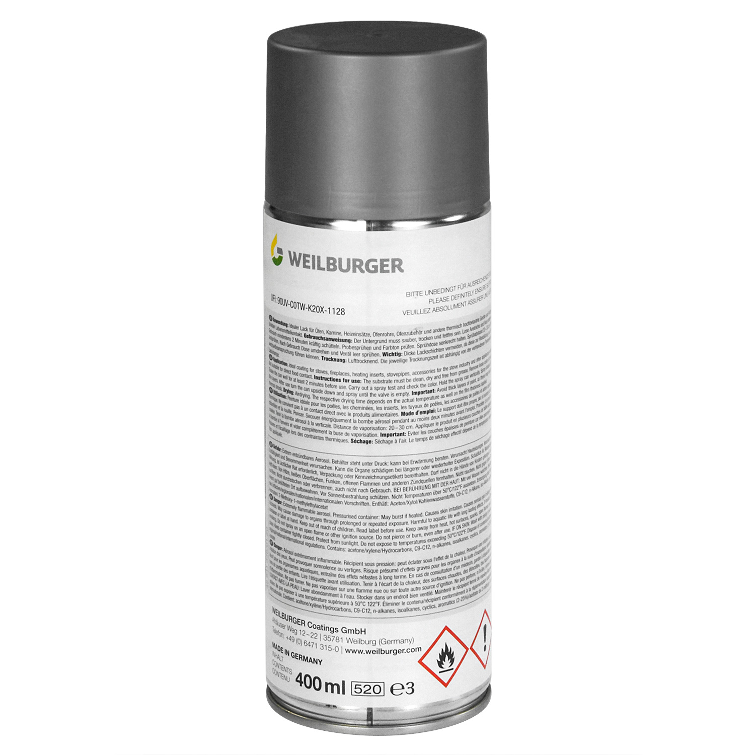 raik Spray pour poêle en aérosol 400 ml Senotherm Gris Fonte Clair