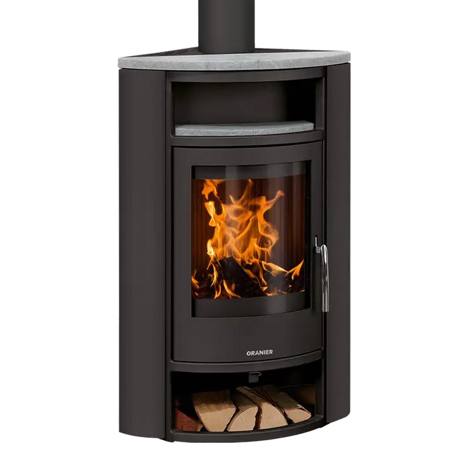 Oranier Polar poêle à bois d'angle acier noir