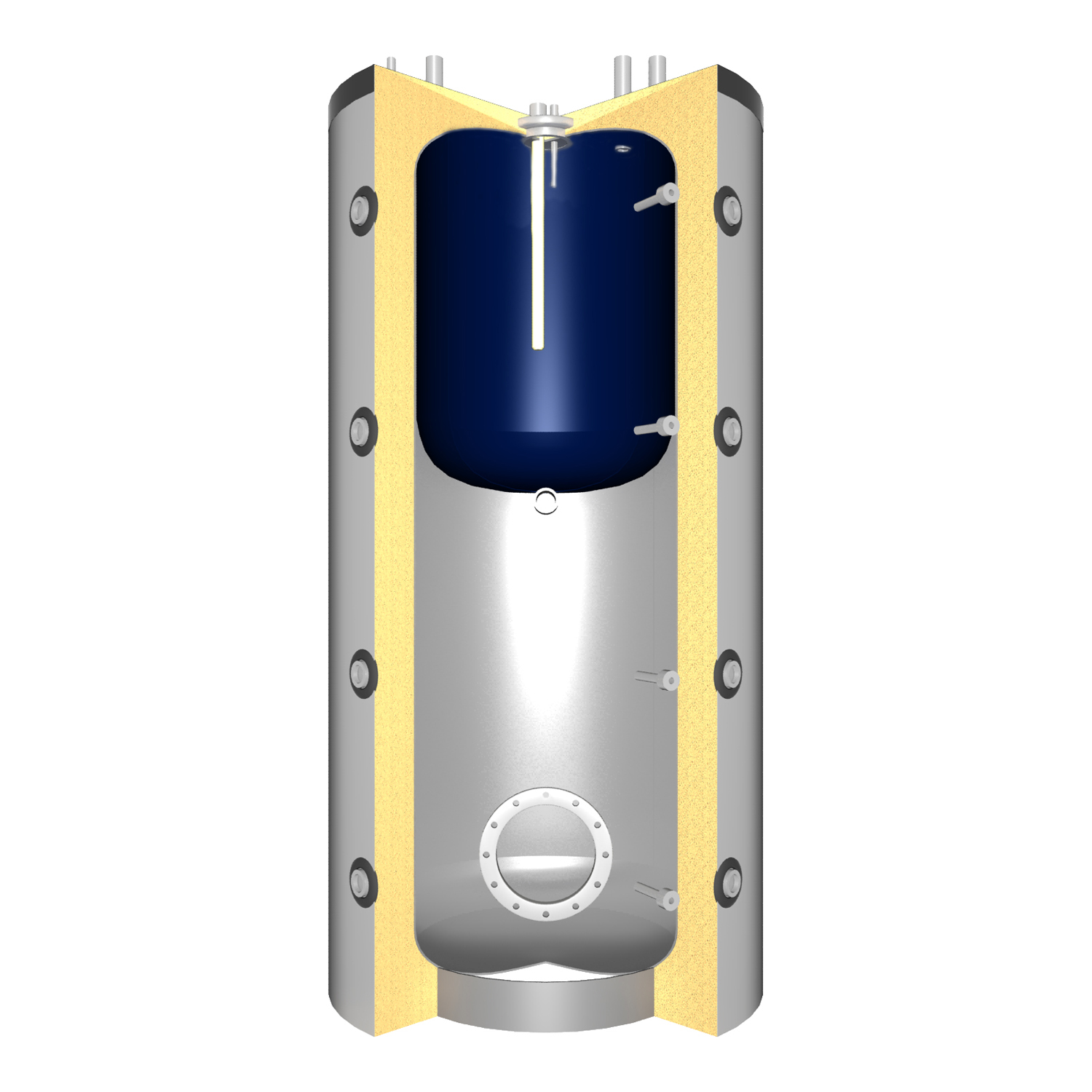 Aquaflam 25 Basic Poêle à bois hydraulique Gris Ensemble complet avec ballon tampon combiné THKE/F 1000