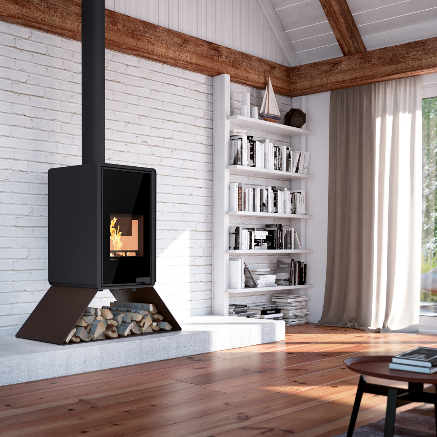 Poêle à bois HS Flamingo Deluxe Senai Marron