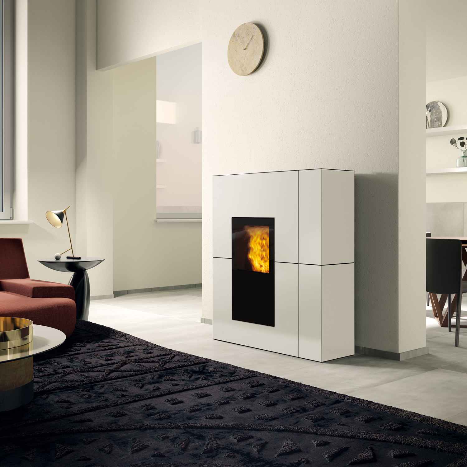 Edilkamin Blade H 23 Evo poêle à granulés bouilleur acier blanc mat inclus kit R-FX