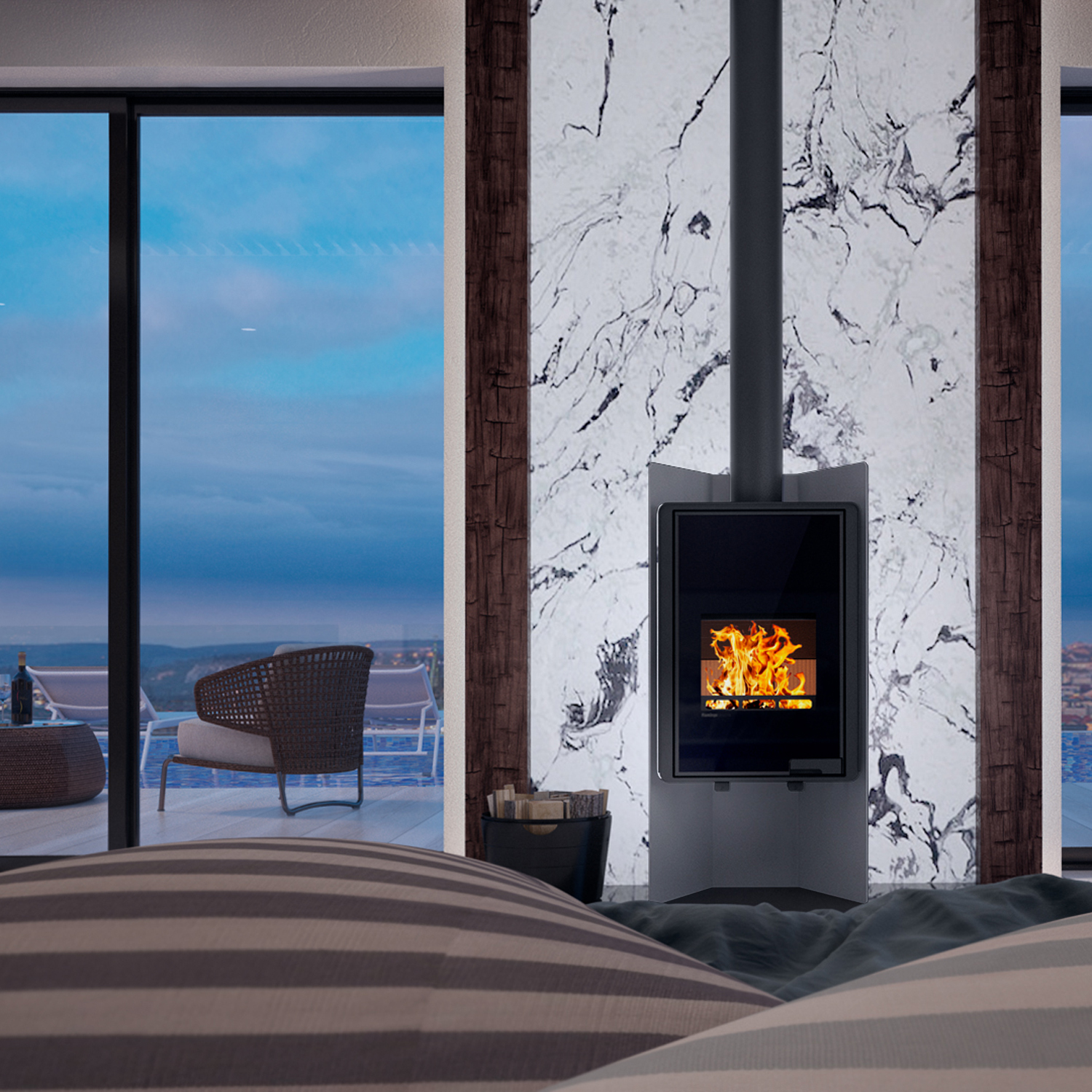 Poêle à bois HS Flamingo Deluxe Pulau Gris