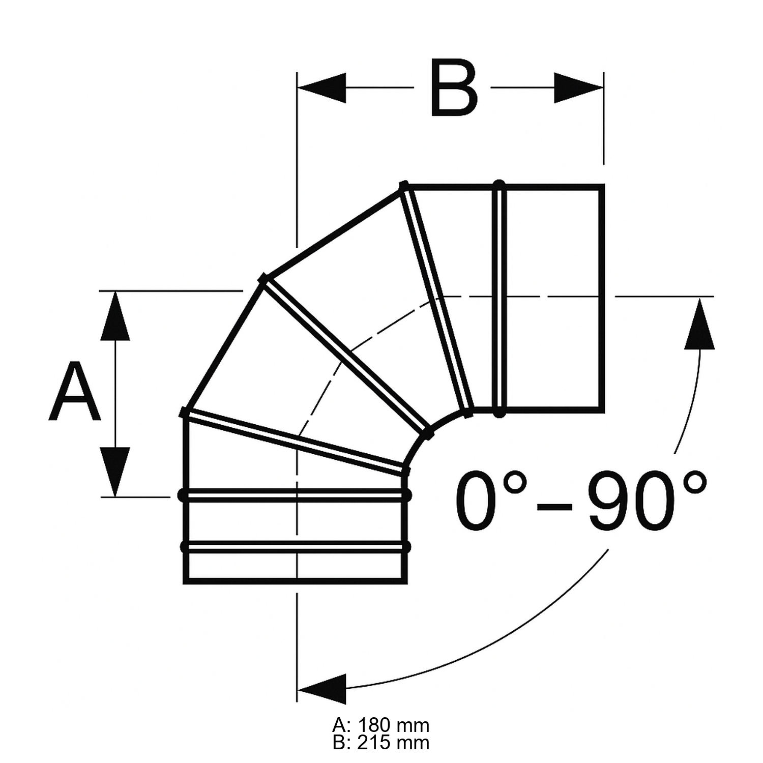 Schiedel PRIMA PLUS coude 0-90° orientable Ø113 mm simple paroi mat