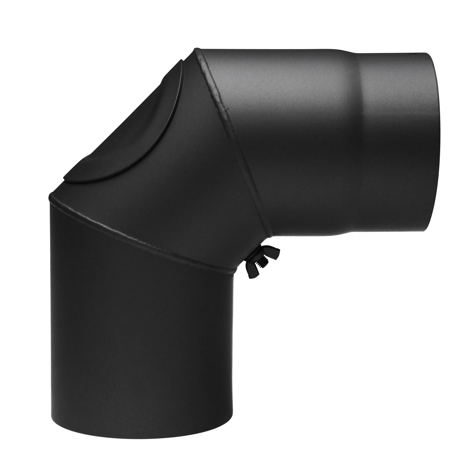 Coude de conduit de fumée / Tuyau de poêle 150 mm - 90° avec ouverture de nettoyage noir