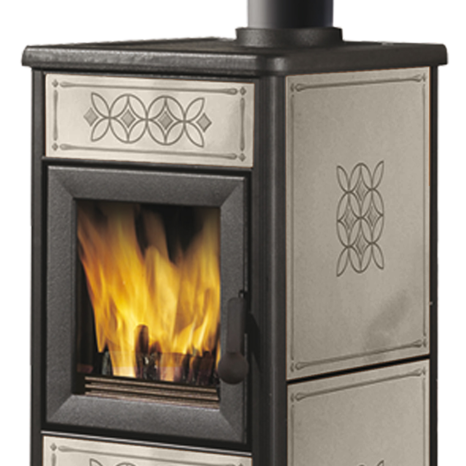 EK63 Decor Evo Poêle à bois céramique gris tourterelle