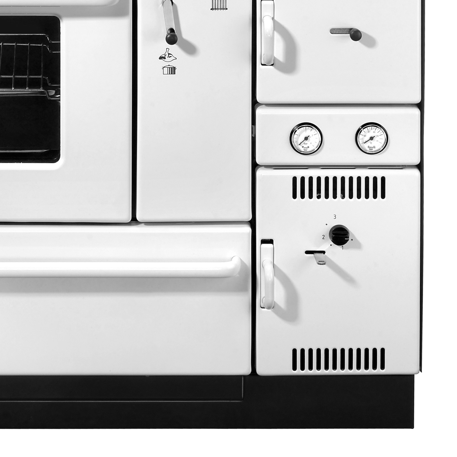 Wamsler K 178 poêle de cuisine avec conduit d'eau Blanc, tuyau de fumée à gauche