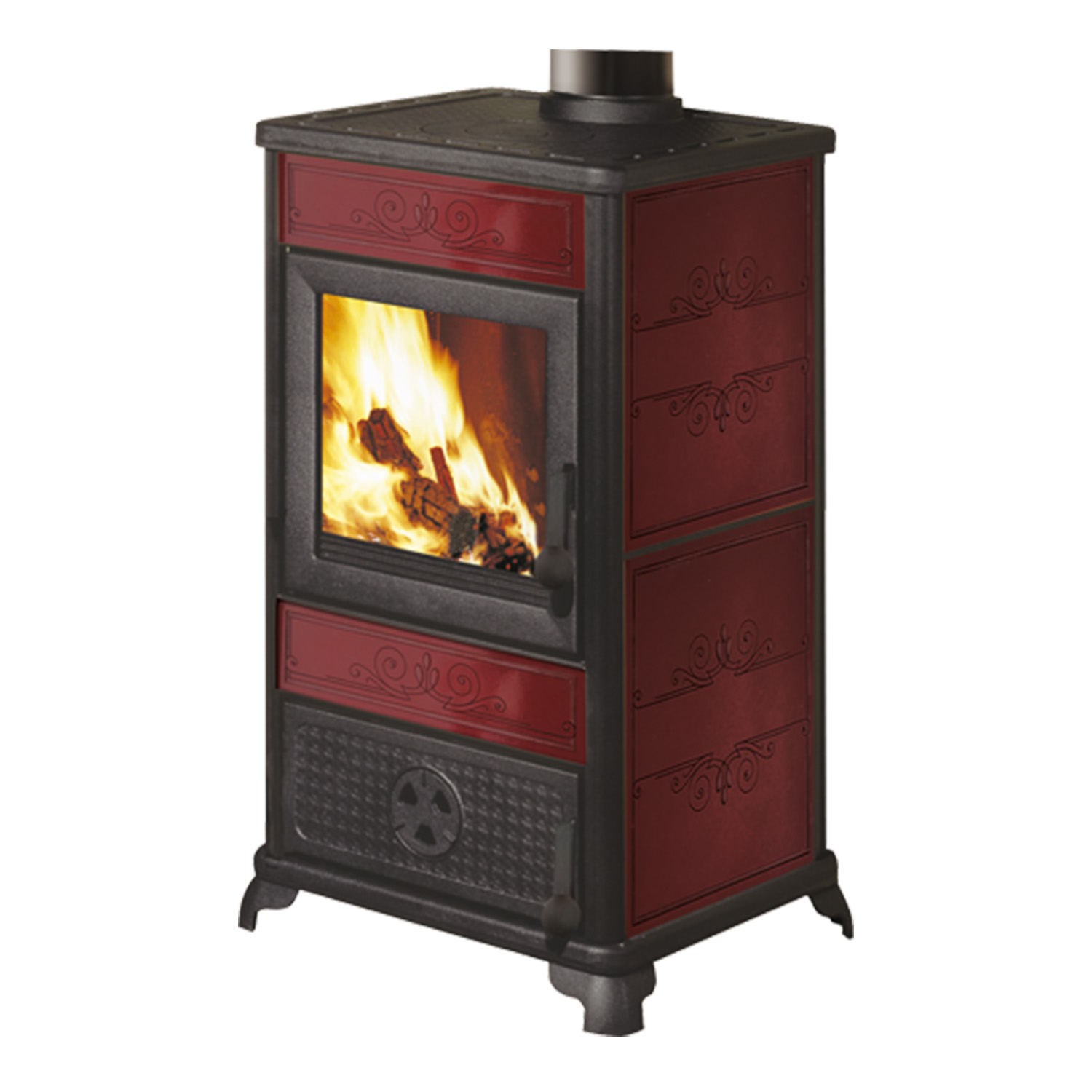 EK63 Fancy Evo Poêle à bois céramique bordeaux