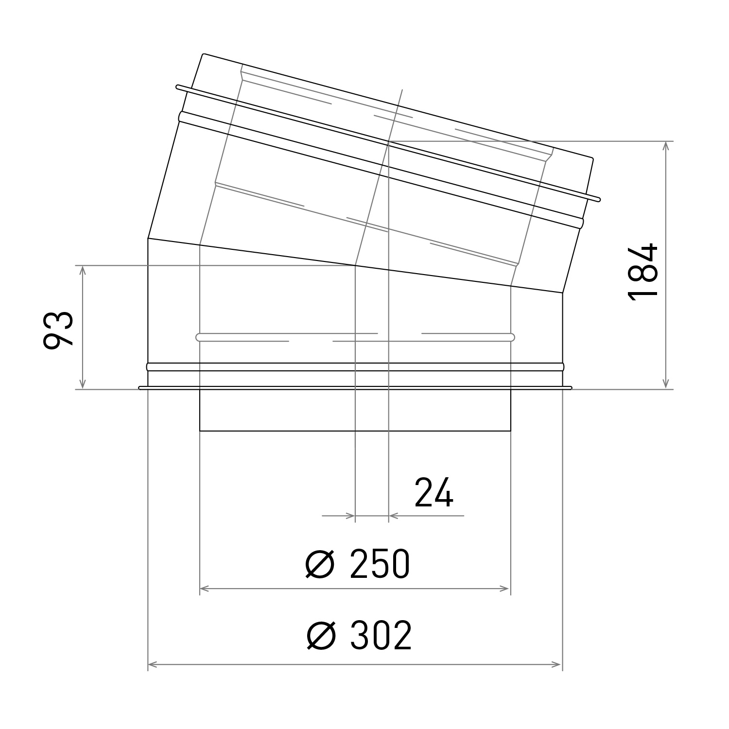 Opsinox conduit de cheminée en acier inoxydable 250mm coude 15° BO1