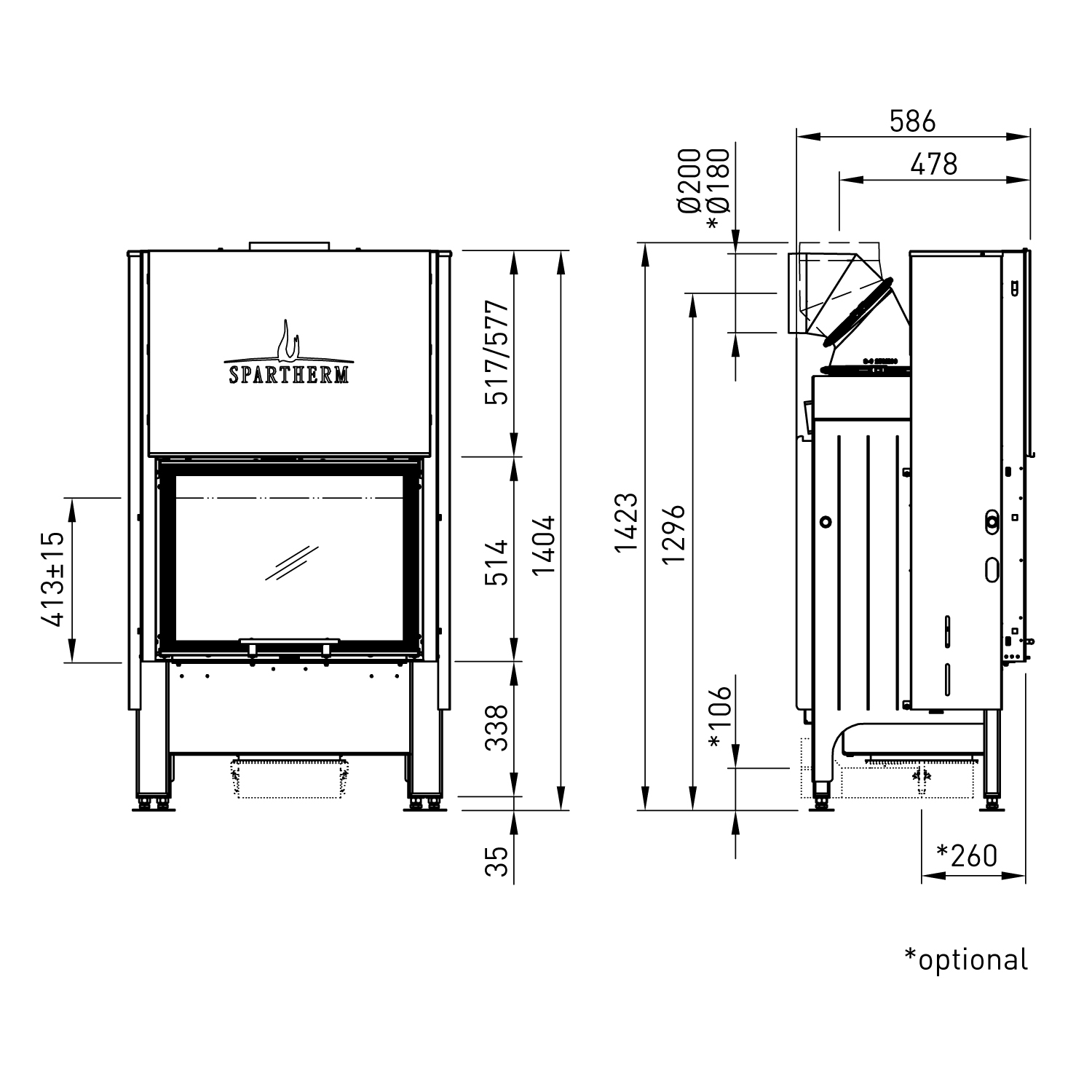 Spartherm Varia 1Vh-4S RLU insert de cheminée 51 cm