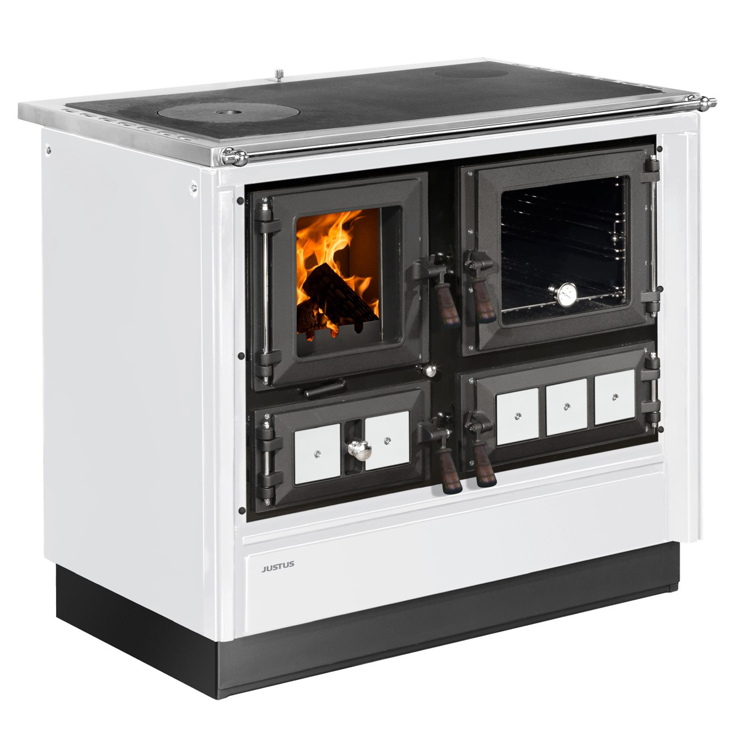Justus Rustico-90 2.0 Cuisinière en acier blanc, four à droite