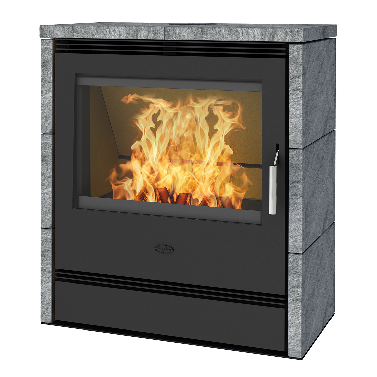 Cheminée à bois Rönky poêle à bois à combustion continue Acier Gris fonte | Pierre ollaire