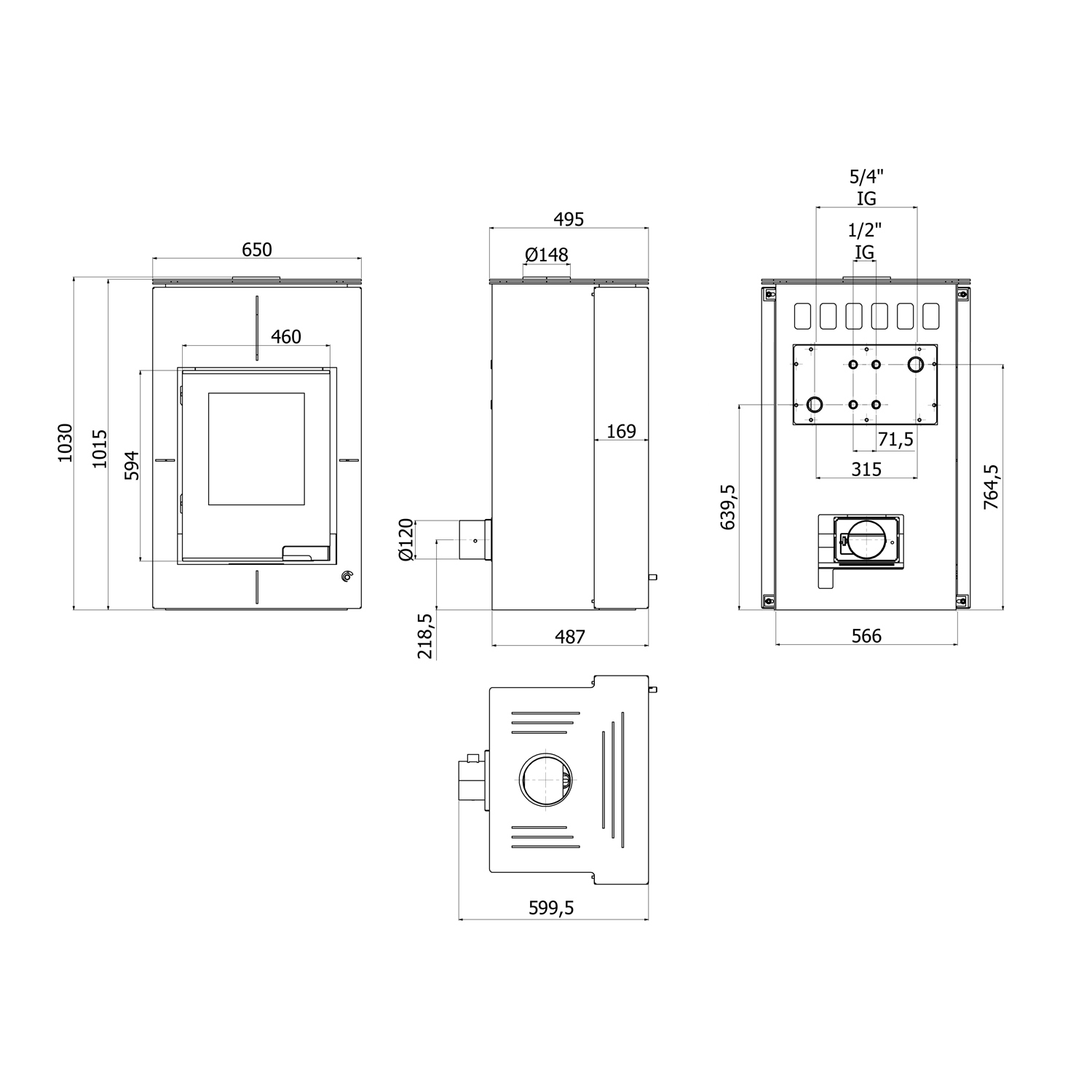 Aquaflam Vario Saporo Basic Poêle à bois hydro marron 11/7 kW
