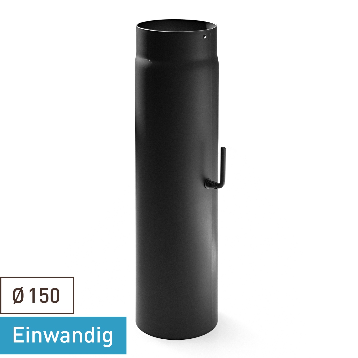 Raik Basic Élément de longueur 150mmx500mm noir avec régulation de tirage pour tuyau de fumée / conduit de fumée