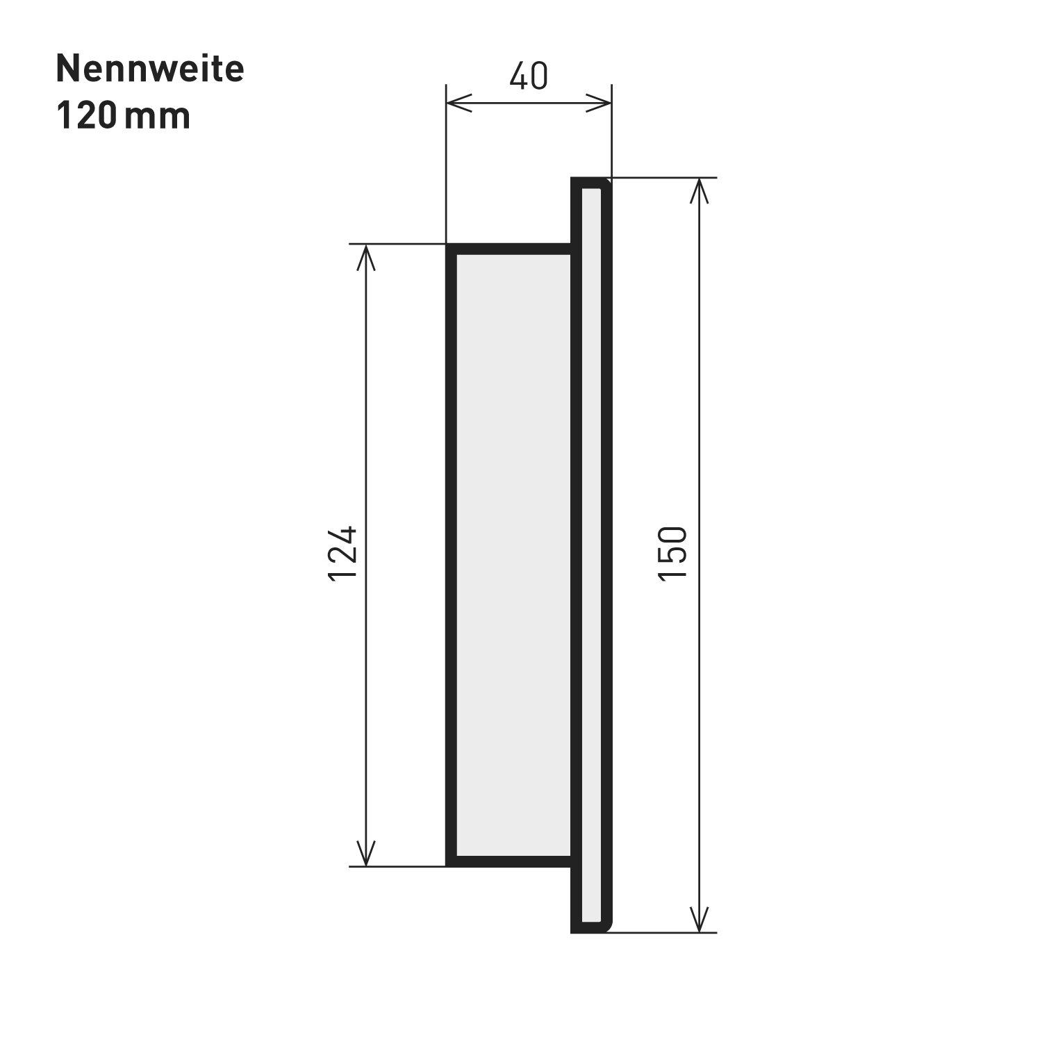 Raik Basic clapet aveugle 120mm noir pour tuyau de fumée / conduit de fumée
