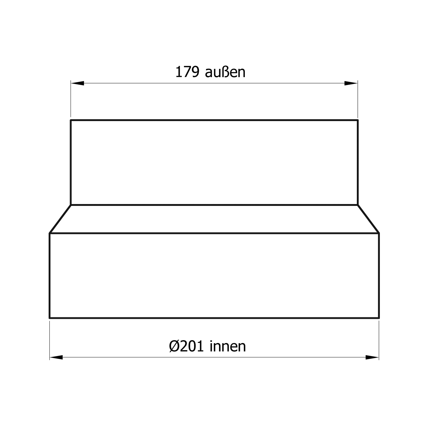 Raik Basic Réduction 200mm – 180mm noir pour tuyau de fumée / conduit de fumée